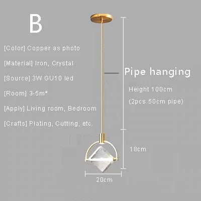 Nordic Crystal LED Pendant Light – Kitchen, Bedroom & Living Room