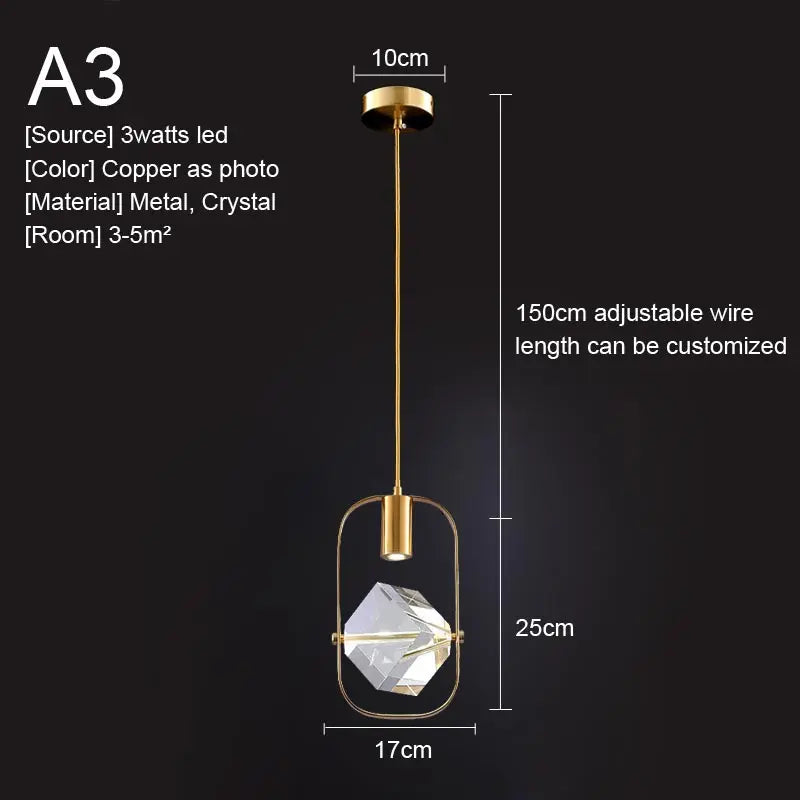 Nordic Crystal LED Pendant Light – Kitchen, Bedroom & Living Room