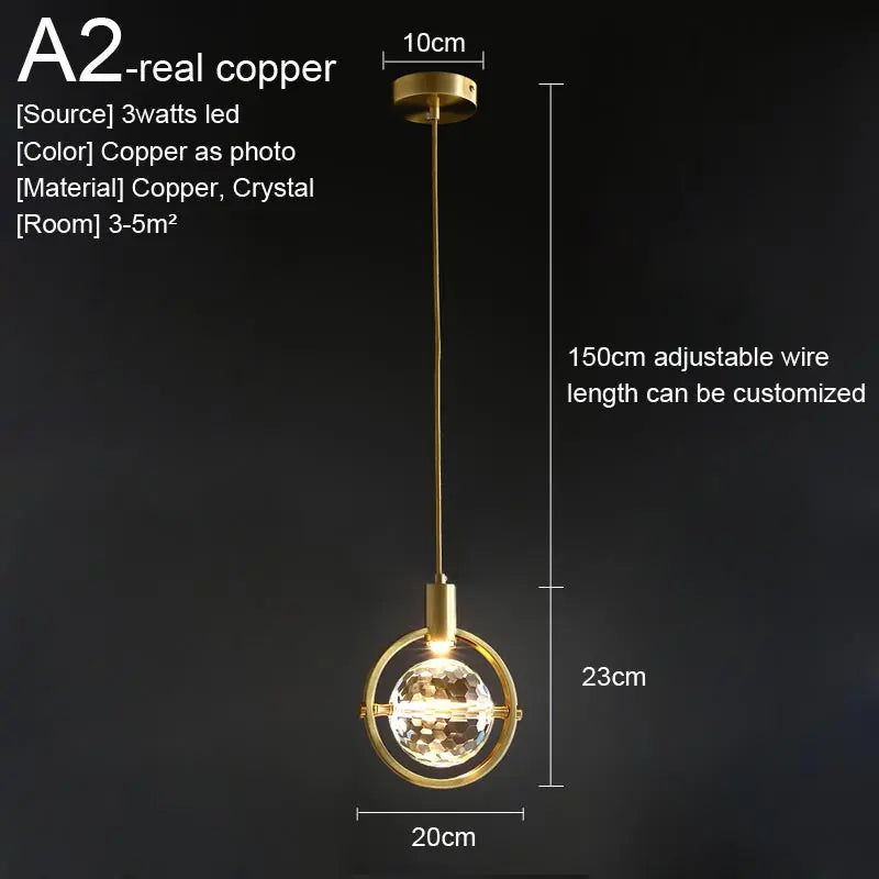 Nordic Crystal LED Pendant Light – Kitchen, Bedroom & Living Room