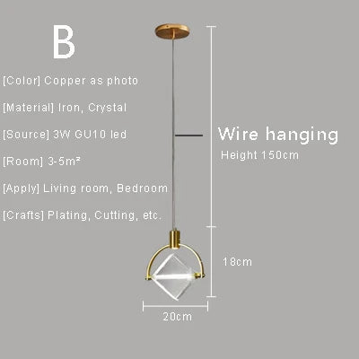 Nordic Crystal LED Pendant Light – Kitchen, Bedroom & Living Room