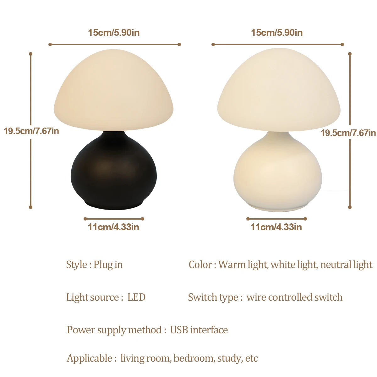 Modern minimalist mushroom table lamp