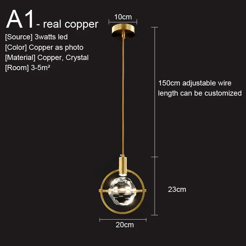 Nordic Crystal LED Pendant Light – Kitchen, Bedroom & Living Room