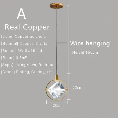 Nordic Crystal LED Pendant Light – Kitchen, Bedroom & Living Room