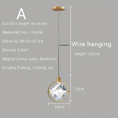 Nordic Crystal LED Pendant Light – Kitchen, Bedroom & Living Room