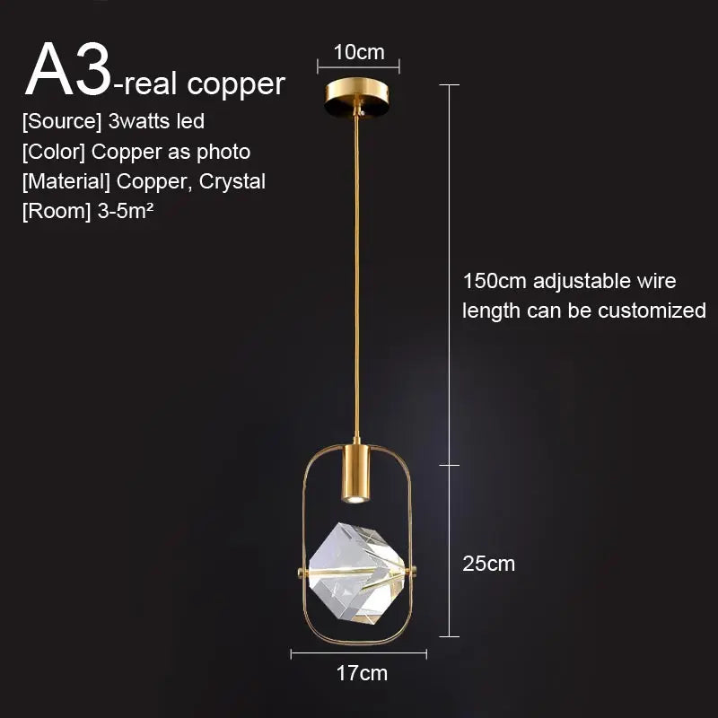 Nordic Crystal LED Pendant Light – Kitchen, Bedroom & Living Room