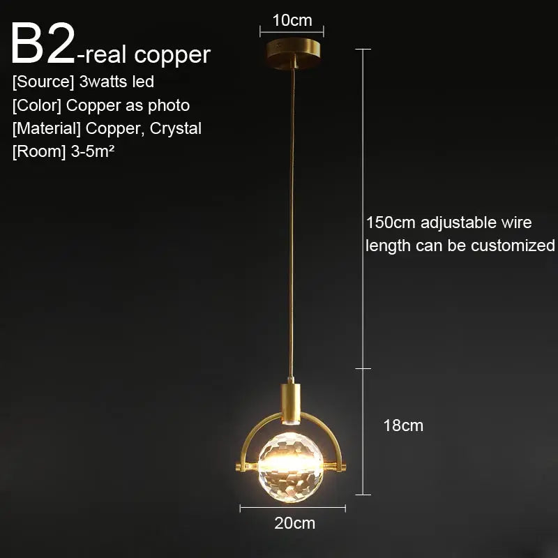 Nordic Crystal LED Pendant Light – Kitchen, Bedroom & Living Room