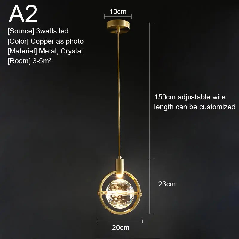 Nordic Crystal LED Pendant Light – Kitchen, Bedroom & Living Room