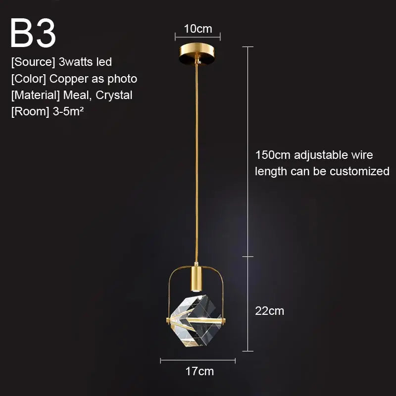 Nordic Crystal LED Pendant Light – Kitchen, Bedroom & Living Room