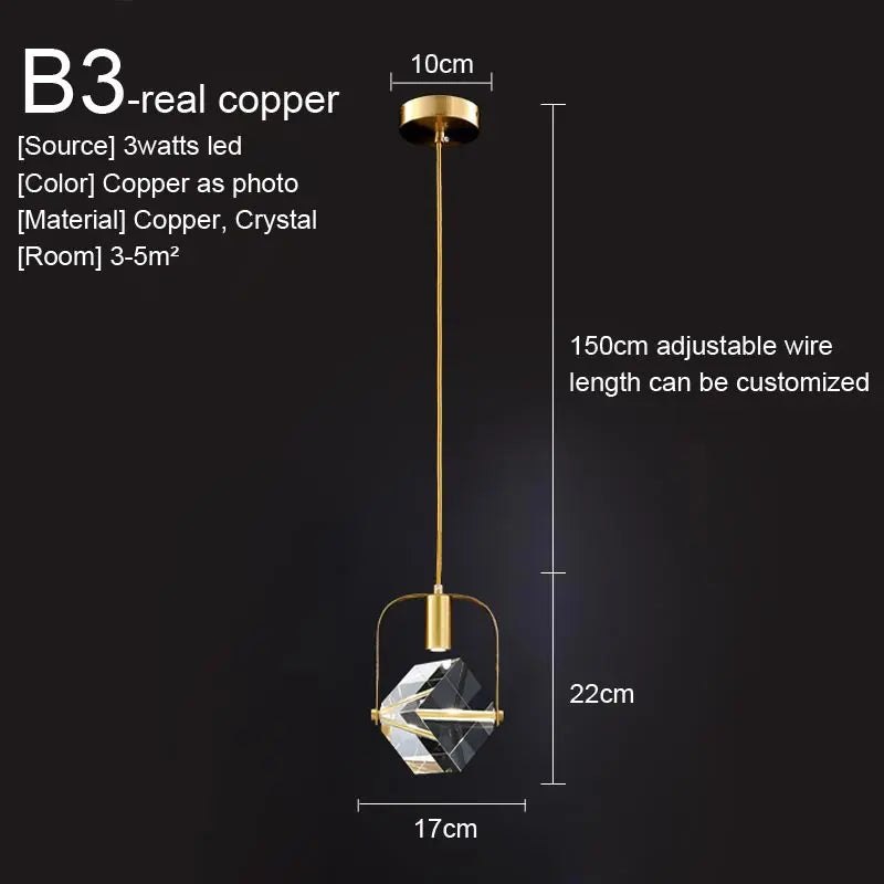 Nordic Crystal LED Pendant Light – Kitchen, Bedroom & Living Room