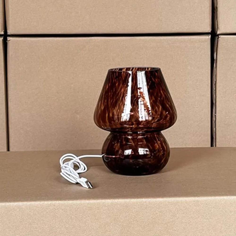 Retro Glass Mushroom Desk Lamp