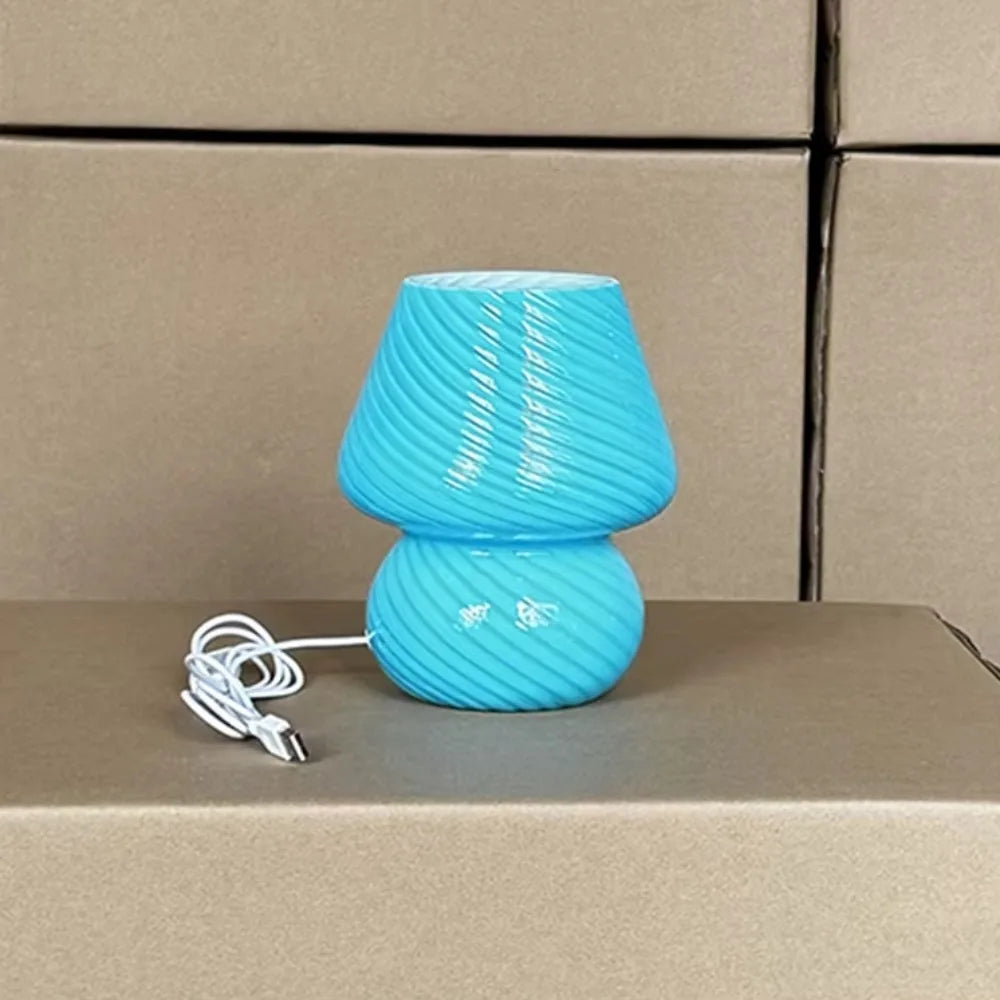Retro Glass Mushroom Desk Lamp