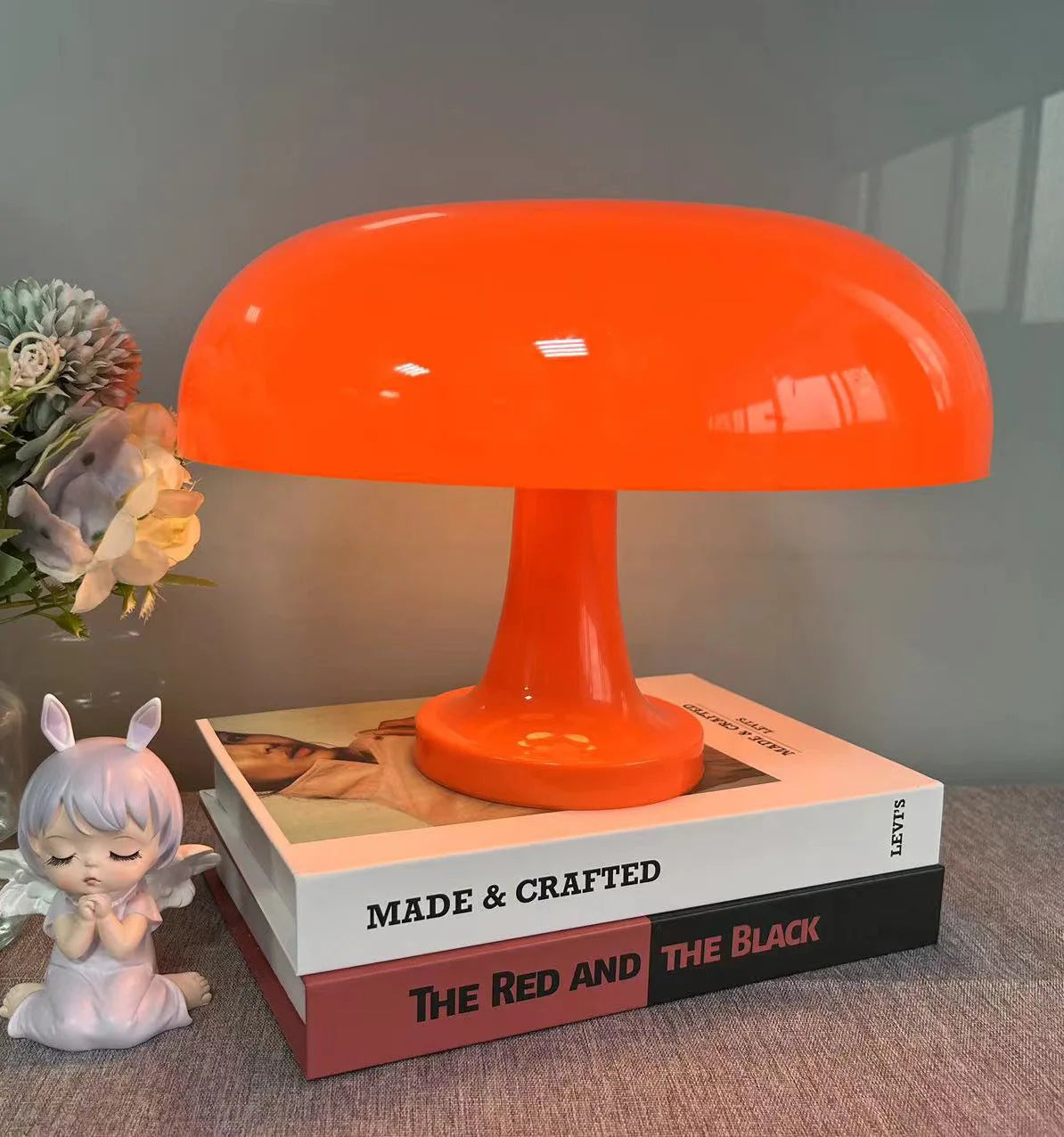LED Mushroom table lamp minimalist modern bedroom bedside lamp Danish designer orange decorative table lamp