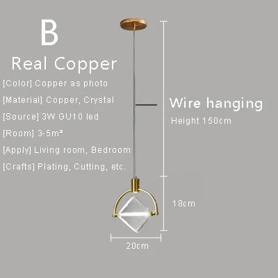 Nordic Crystal LED Pendant Light – Kitchen, Bedroom & Living Room