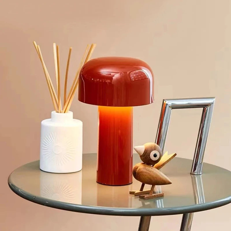 LED Mushroom Table Lamp Touch Dimming Simple Night Lamp Wireless Charging Bedside Lamp for Cafe,Bar,Room Decoration