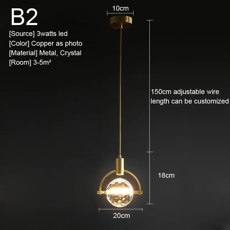Nordic Crystal LED Pendant Light – Kitchen, Bedroom & Living Room