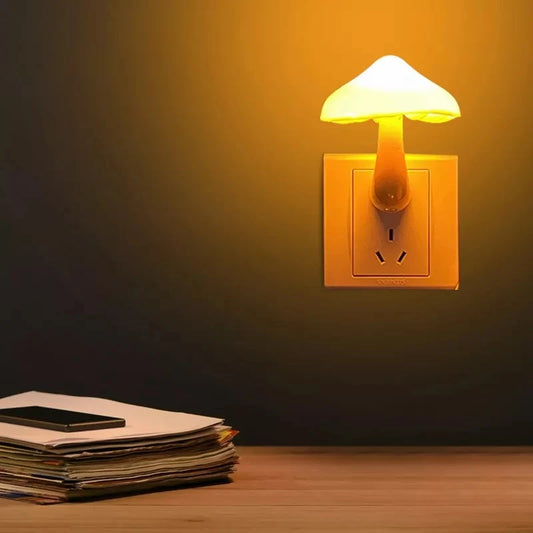 LED Night Lights Mushroom Shape Wall Lamps Automatic Sensor