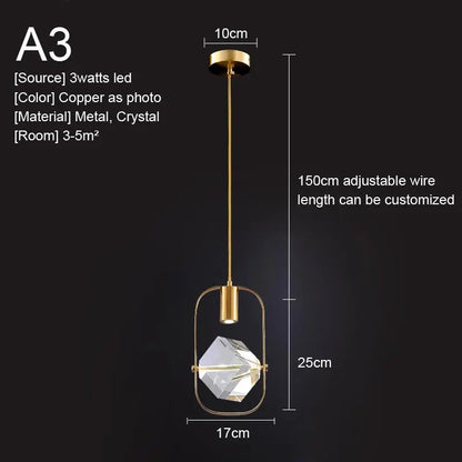 Nordic Crystal LED Pendant Light – Kitchen, Bedroom & Living Room