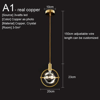 Nordic Crystal LED Pendant Light – Kitchen, Bedroom & Living Room