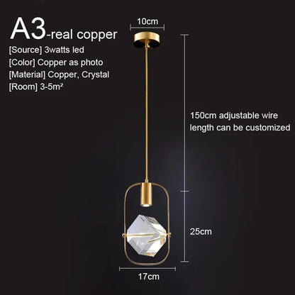 Nordic Crystal LED Pendant Light – Kitchen, Bedroom & Living Room