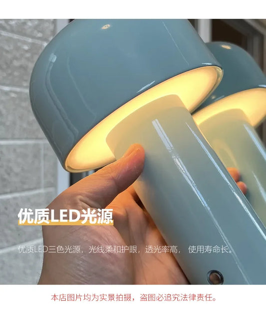 LED Mushroom Table Lamp Touch Dimming Simple Night Lamp Wireless Charging Bedside Lamp for Cafe,Bar,Room Decoration
