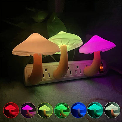 LED Night Lights Mushroom Shape Wall Lamps Automatic Sensor